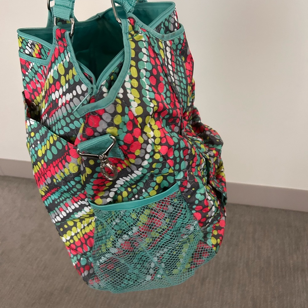 Thirty-One Teal and Multicolor Dot Tote - Picture 4 of 11